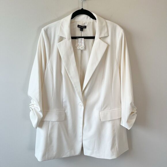 Lane Bryant Perfect Drape Blazer Egret White Stretch Knit Classic Size 20 NWT’s - Picture 7 of 13